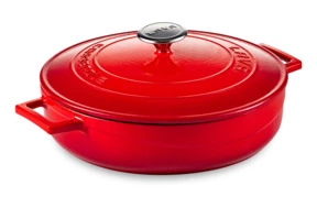 Кастрюля с крышкой низкая LAVA d28 см, 3,5 л, чугун, красная