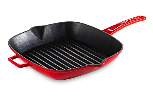 Сковорода-гриль квадратная LAVA 26 см, 1,85 л, чугун, красная