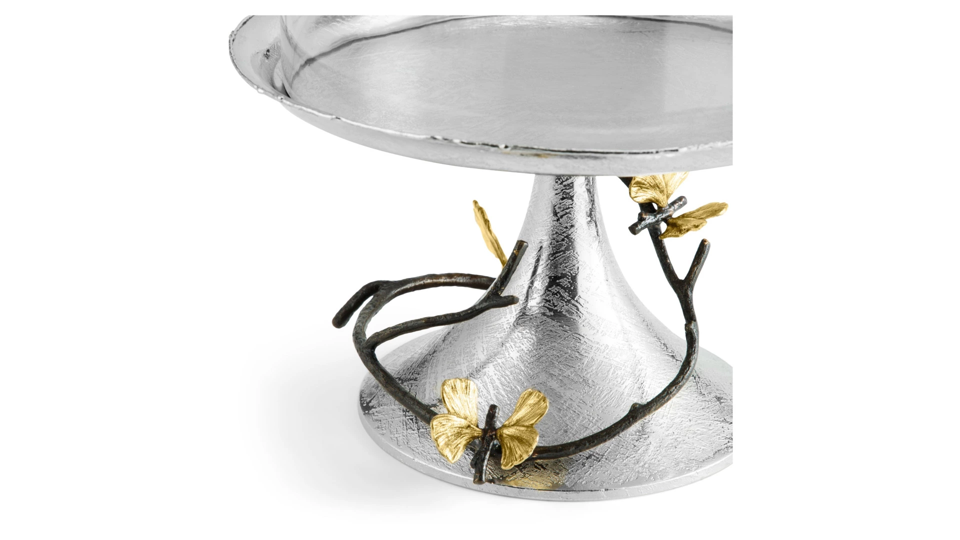 Блюдо на ножке для торта с крышкой Michael Aram Бабочки гинкго 23,5х30 см, сталь нержавеющая