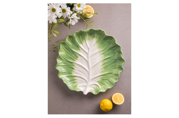 Блюдо сервировочное 3D  Certified Int Весенний садКапустный лист 34х33 см, керамика