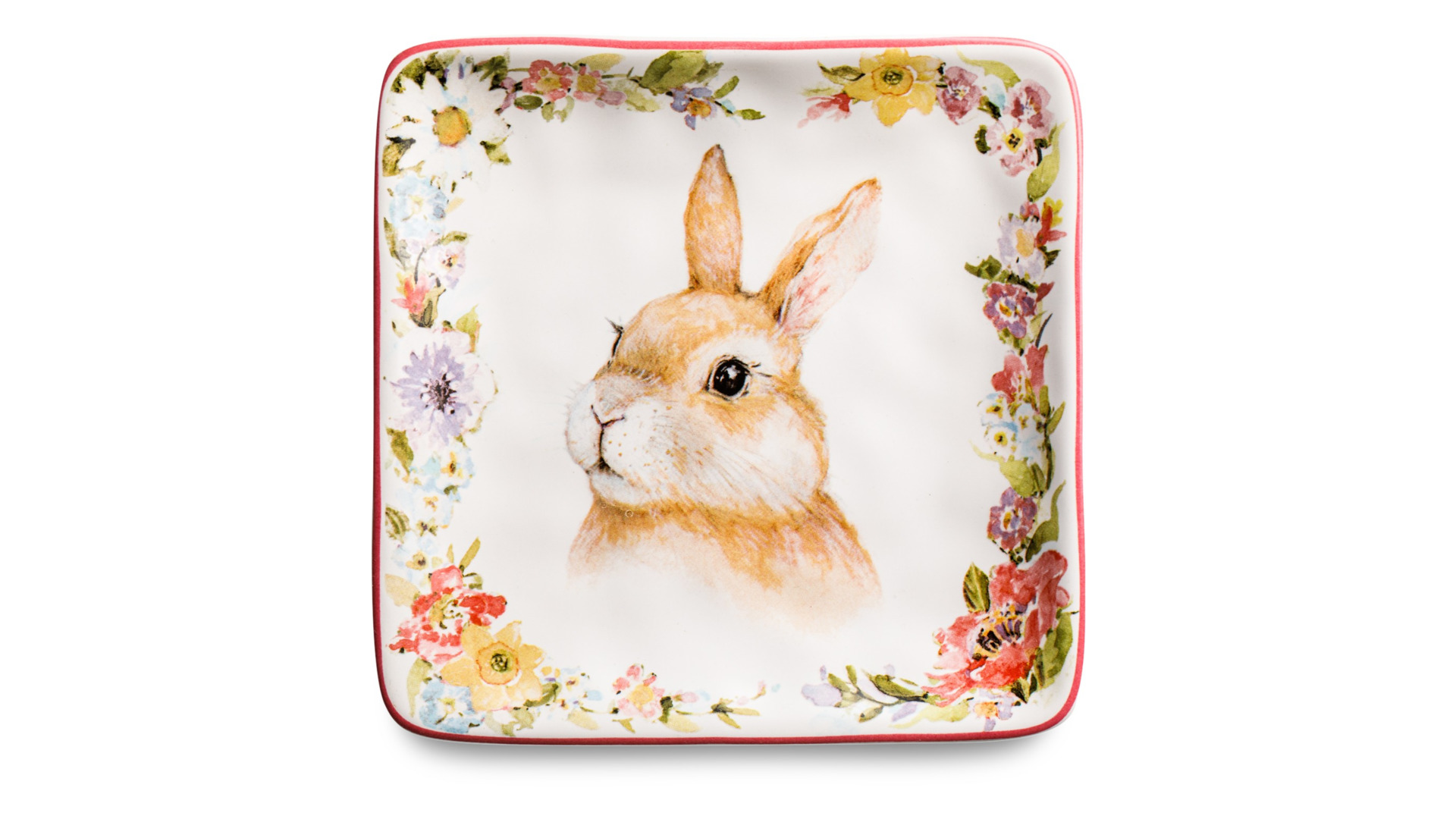 Тарелка пирожковая квадратная Certified Int Весенний сад Кролик, взгляд налево 15 см, керамика