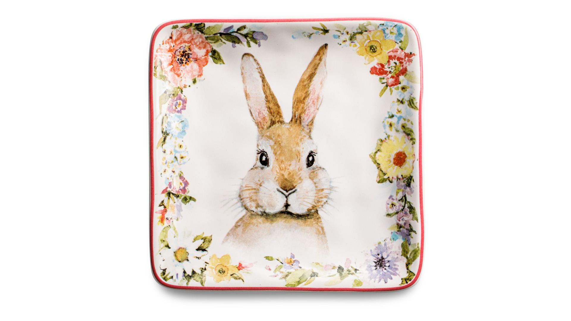 Тарелка пирожковая квадратная Certified Int Весенний сад Кролик уверенный 15 см, керамика
