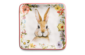 Тарелка пирожковая квадратная Certified Int Весенний сад Кролик уверенный 15 см, керамика