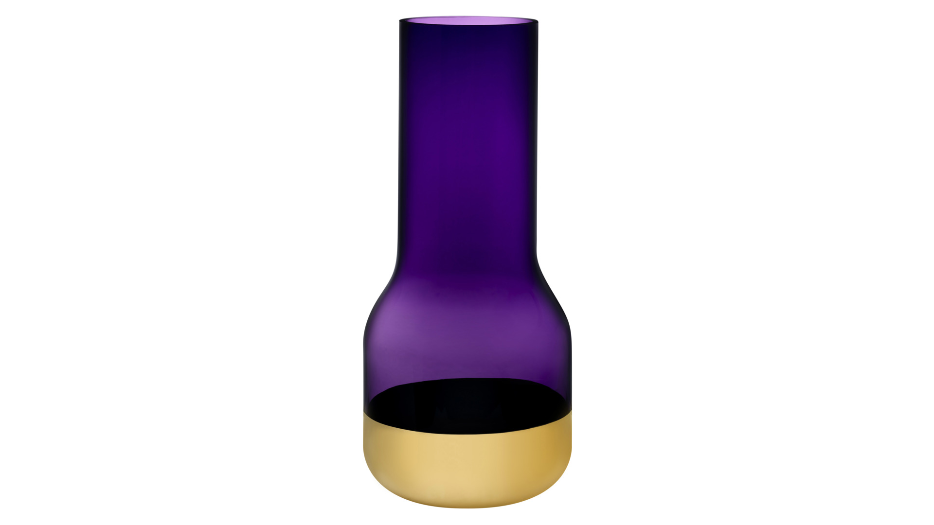 Ваза Nude Glass Контур 40 см, фиолетовая с золотым дном, стекло хрустальное