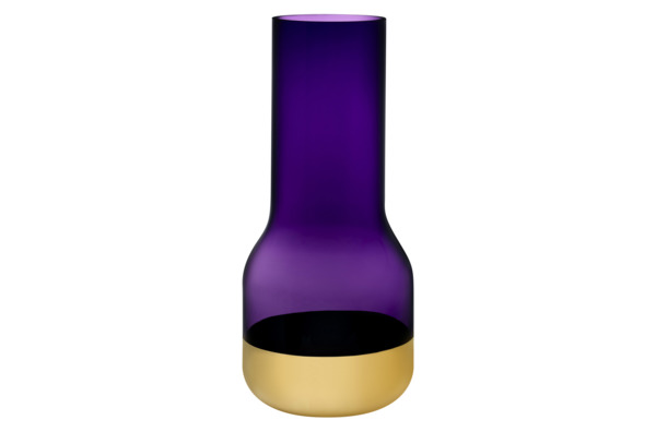 Ваза Nude Glass Контур 40 см, фиолетовая с золотым дном, стекло хрустальное