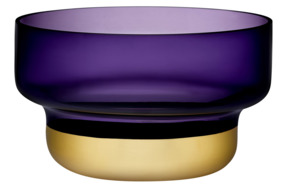 Чаша декоративная Nude Glass Контур d24 см, фиолетовая с золотым дном, хрусталь