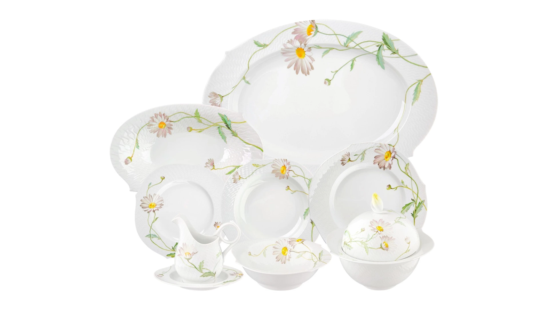 Сервиз столовый Meissen Игра волн, рельеф, маргаритка на 6 персон 23 предмета