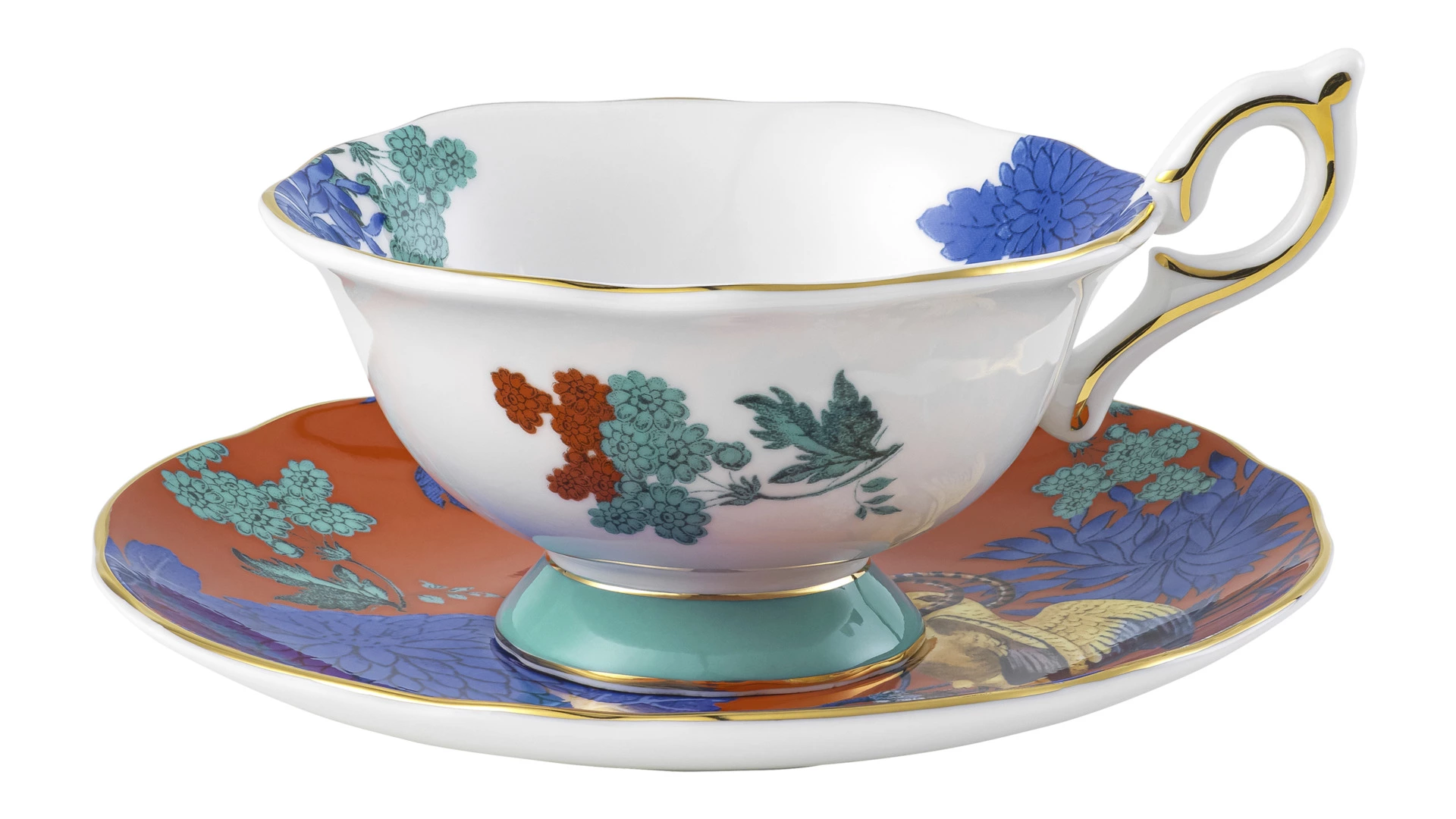 Чашка чайная с блюдцем Wedgwood Золотой попугай 140 мл, фарфор