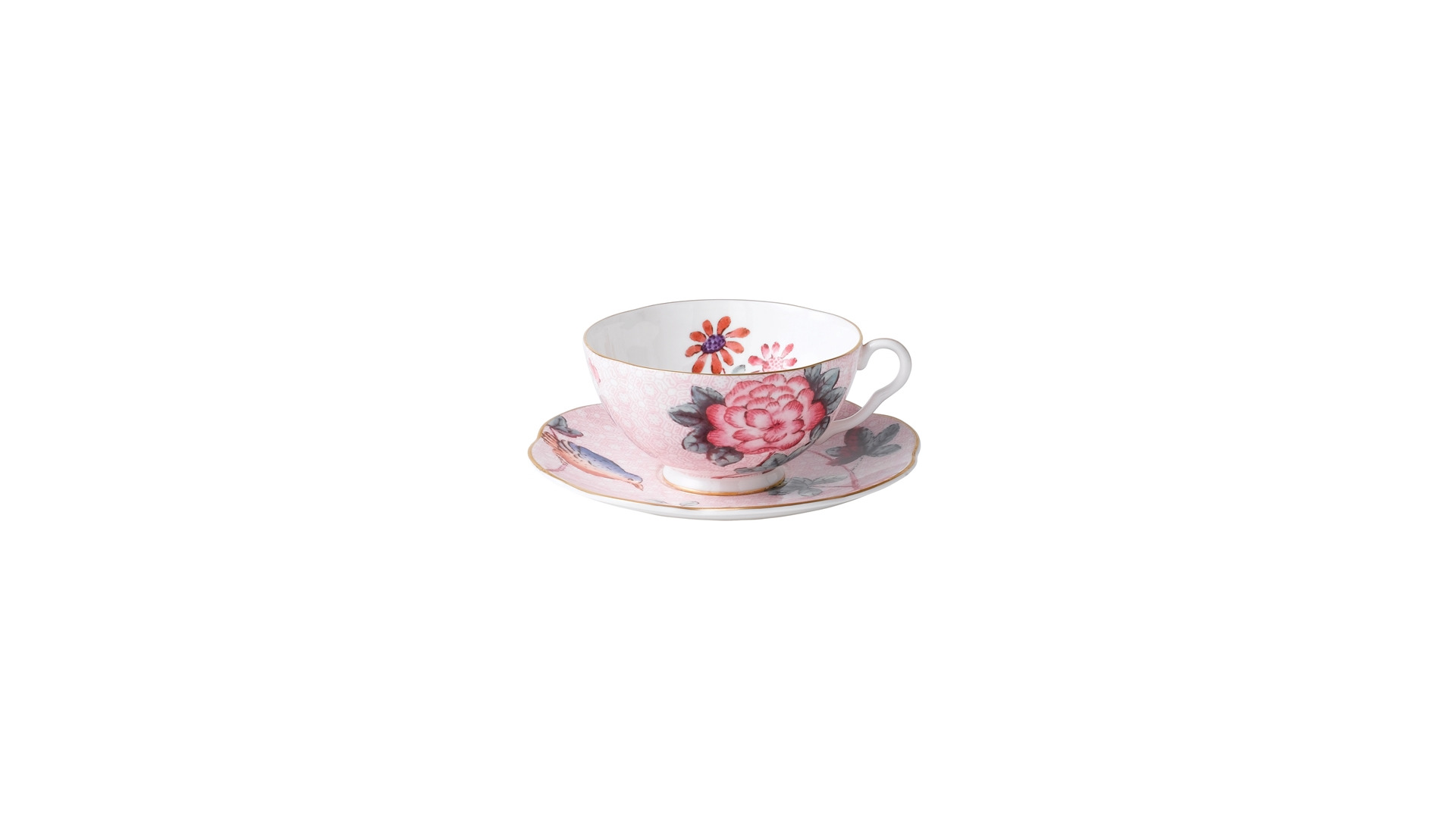Чашка чайная с блюдцем Wedgwood Кукушка 180 мл, розовая, фарфор