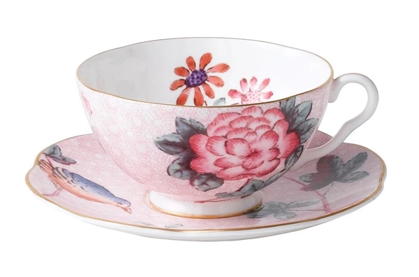 Чашка чайная с блюдцем Wedgwood Кукушка 180 мл, розовая, фарфор