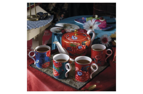 Кружка Wedgwood Пионы 240 мл, фарфор, красная, п/к