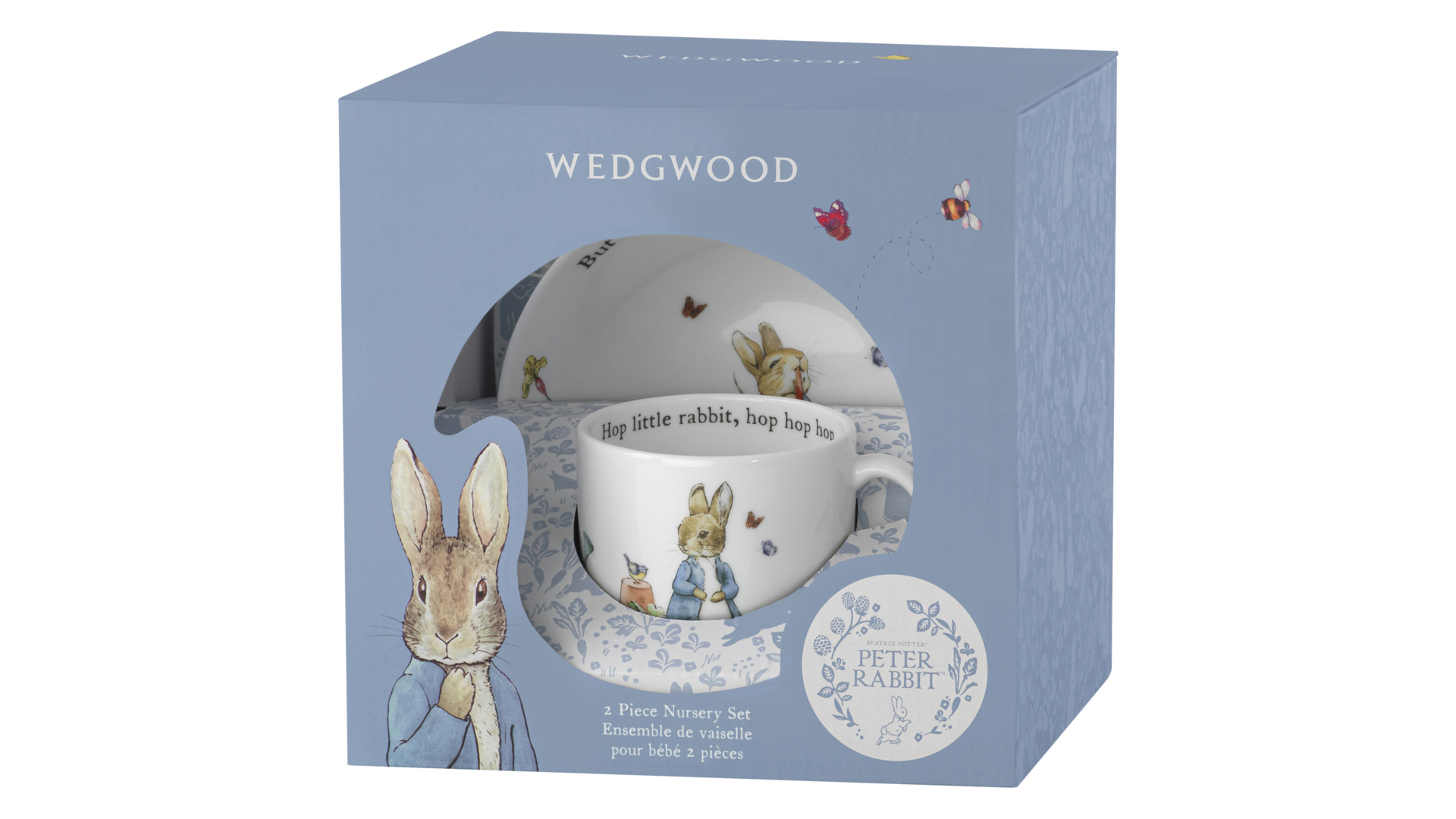 Набор из двух предметов Wedgwood Кролик Питер (кружка, салатник индивидуальный), белый, фарфор