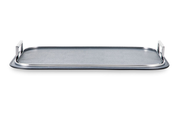 Поднос прямоугольный с ручками Giobagnara Беллини 28,5х38,5 см, серый