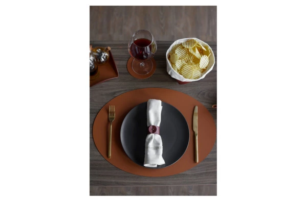 Плейсмат овальный двусторонний ADJ 47,5x35 см, кожа натуральная, бордо