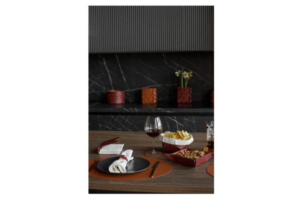 Плейсмат круглый ADJ d35 см, кожа натуральная, бордо