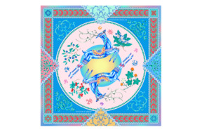 Платок сувенирный МД Нины Ручкиной Северное сияние 90х90 см, шелк
