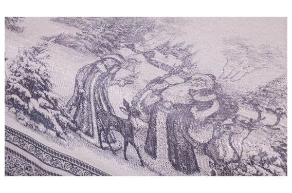Скатерть жаккардовая Яковлевский жаккард Дед Мороз и Снегурочка 150х220 см, хлопок, серый