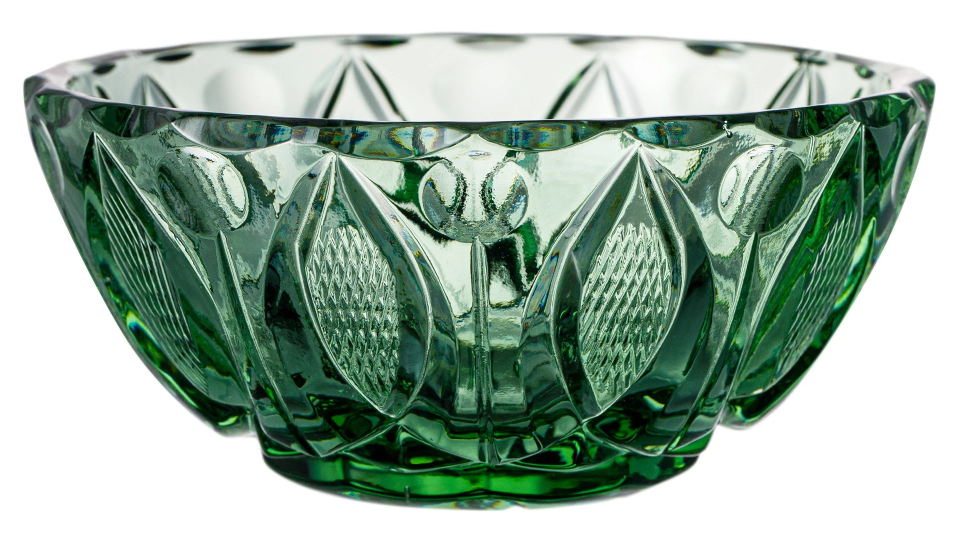 Салатник порционный ГХЗ Бусинка 9,9 см, хрусталь, болотный