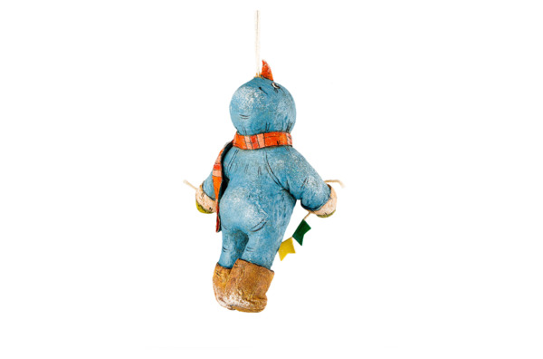 Игрушка елочная Малыш в костюме снеговичка 8 см, бумага, сине-голубой, п/к
