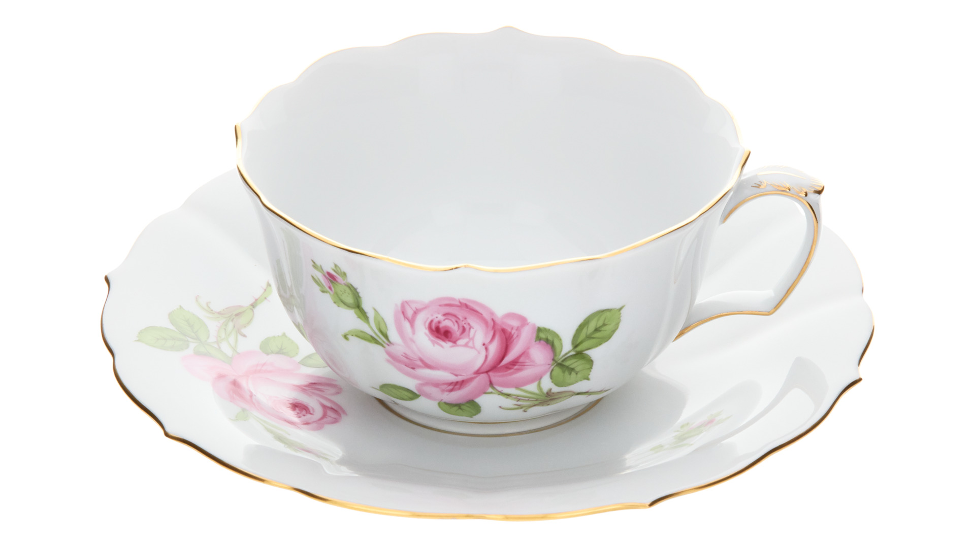 Чашка чайная с блюдцем Meissen Розовая роза 200 мл, п/к