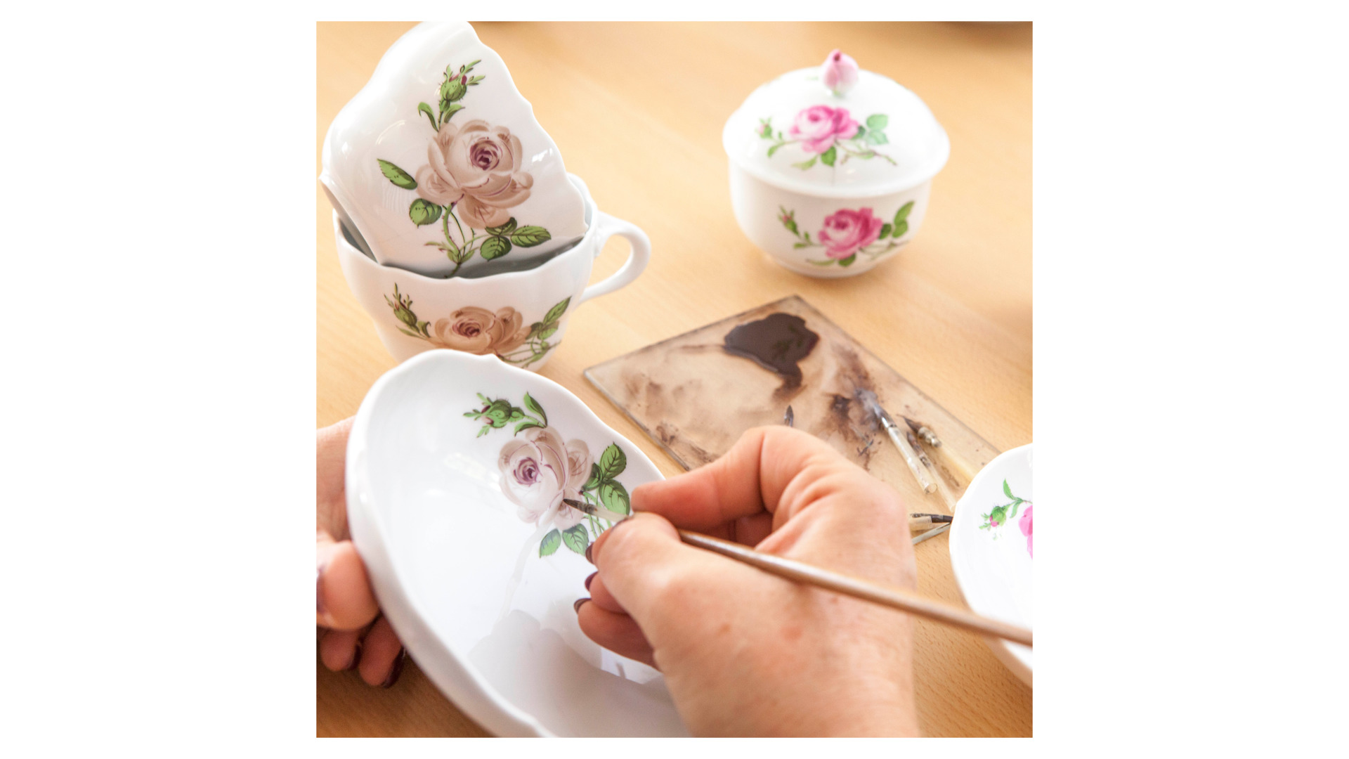 Чашка чайная с блюдцем Meissen Розовая роза 200 мл, п/к