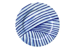 Тарелка обеденная ИФЗ Европейская-2 Реки России Амур 21,5 см, фарфор твердый, бело-синий твердый