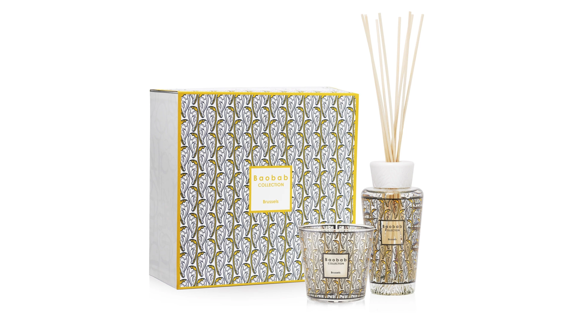 Подарочный набор из аромадиффузора 250 мл и свечи 190 г Baobab Collection My first Baobab Brussels,