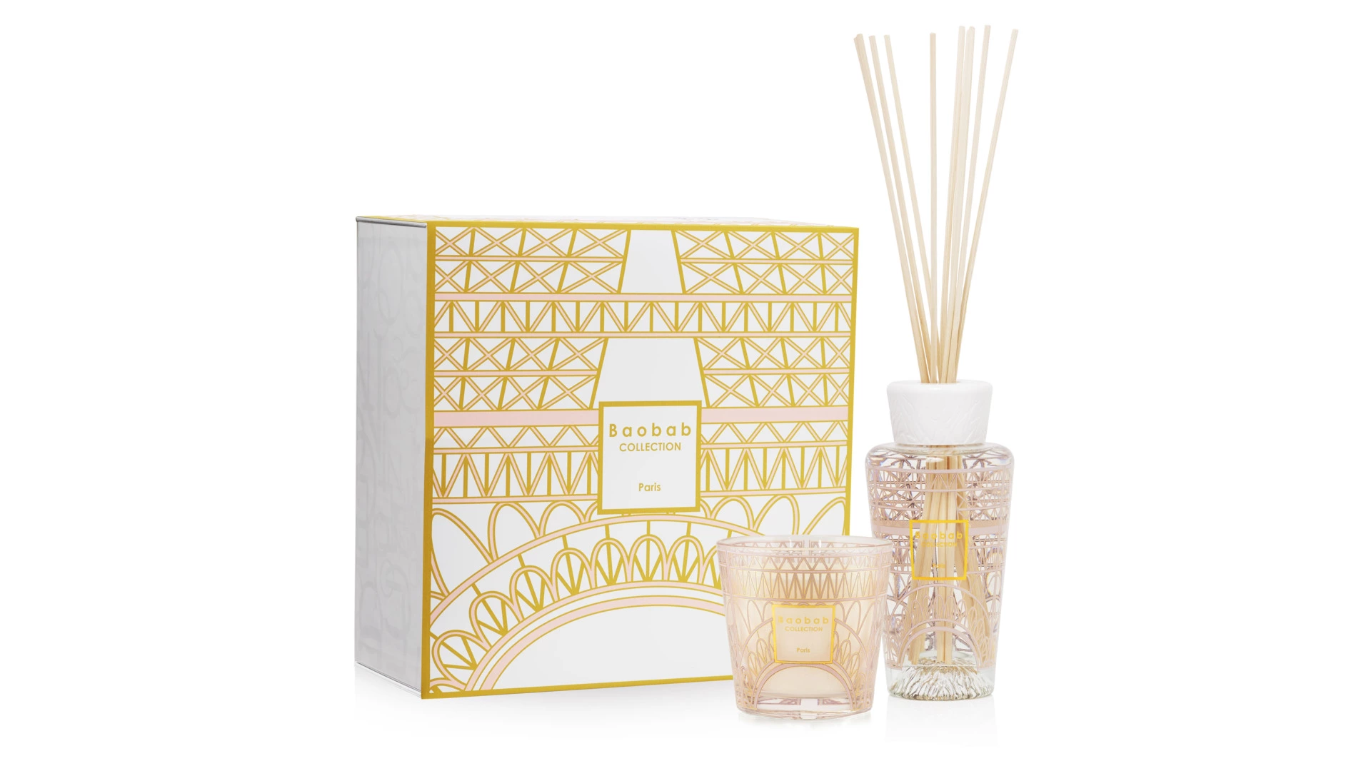 Подарочный набор из аромадиффузора 250 мл и свечи 190 г Baobab Collection My first Baobab Paris, п/к