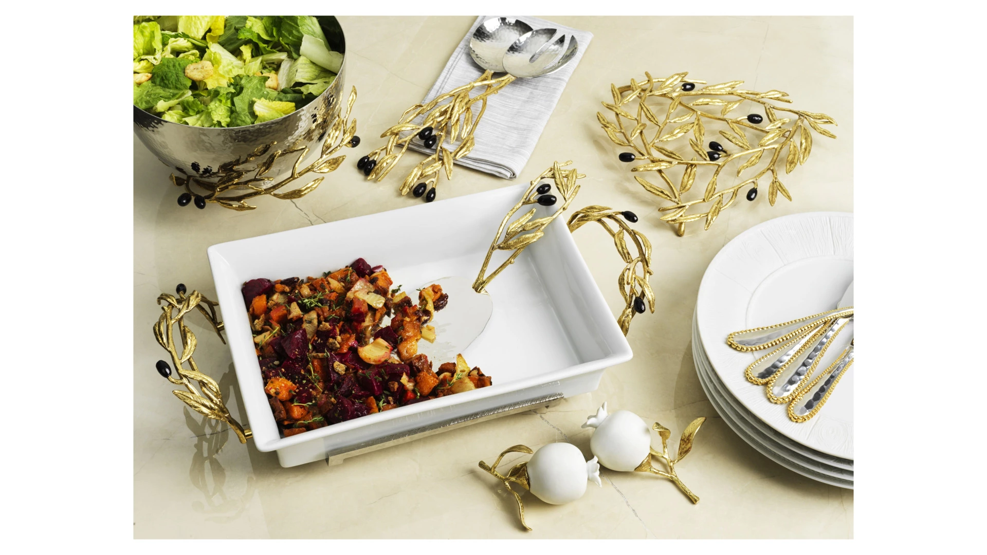 Подставка под горячее Michael Aram Золотая оливковая ветвь 24х22 см, латунь