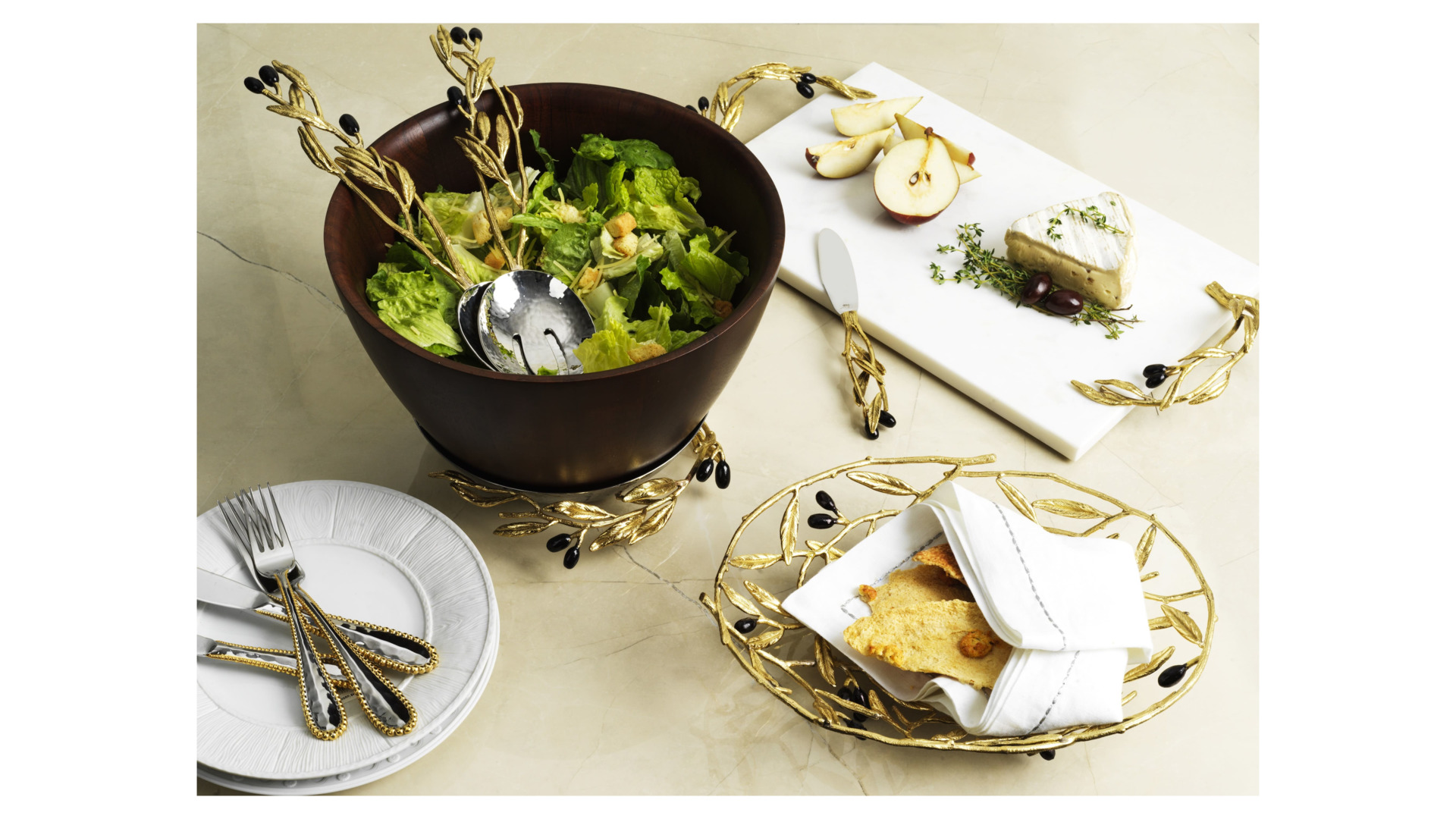 Блюдо Michael Aram Золотая оливковая ветвь 29х22 см, латунь