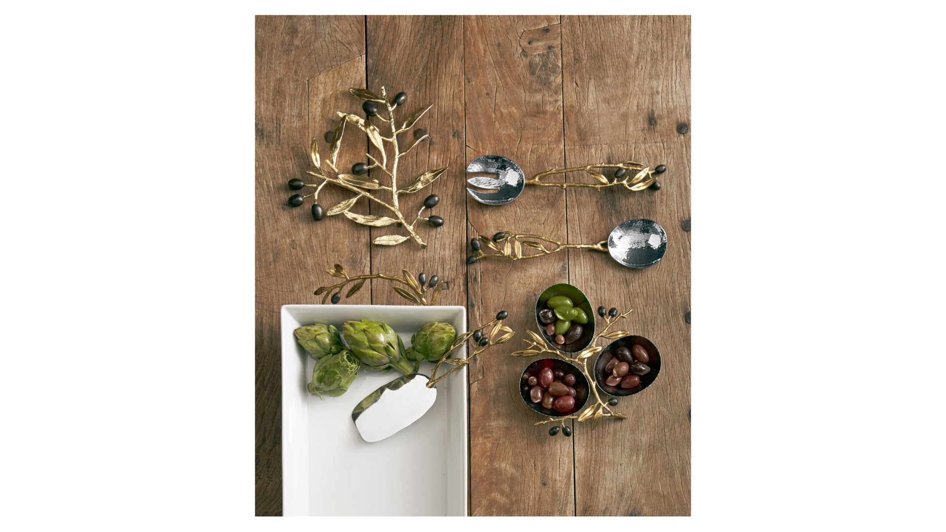 Блюдо для запекания Michael Aram Золотая оливковая ветвь 40х22 см, фарфор