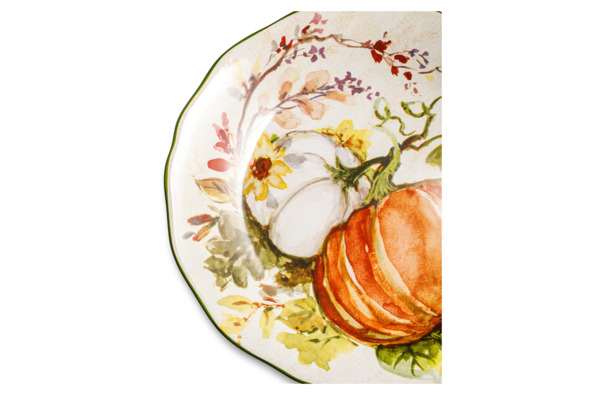 Тарелка закусочная Certified Int. Осеннее утро Белая и оранжевая тыквы 23 см, керамика