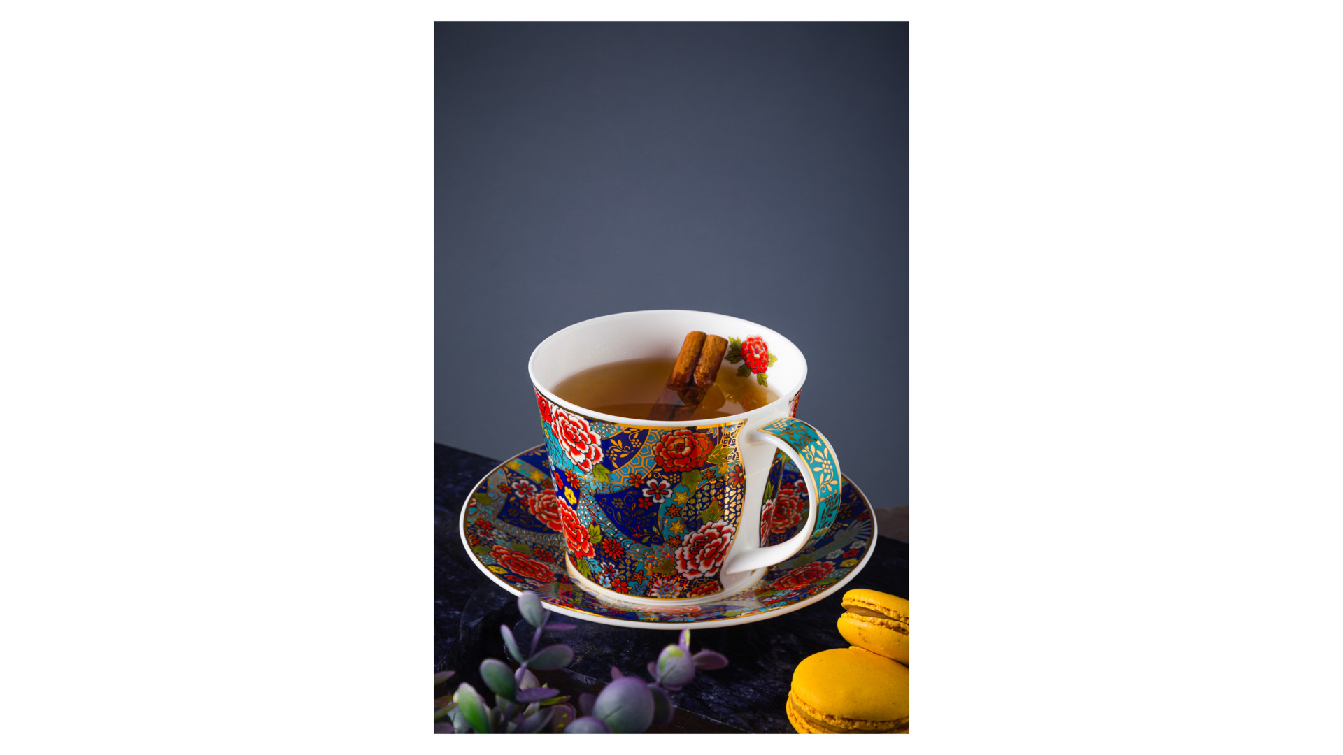 Чашка чайная с блюдцем Dunoon Кимоно Айлей 350 мл, фарфор костяной