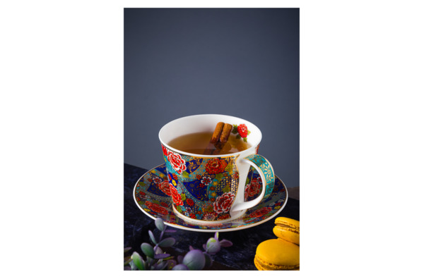 Чашка чайная с блюдцем Dunoon Кимоно Айлей 350 мл, фарфор костяной
