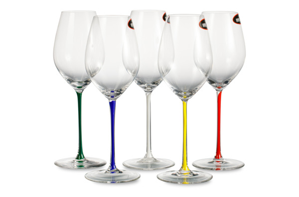 Набор фужеров Fatto a Mano Champagne Glass 445 мл с разноцветными ножками, 6 шт-Sale