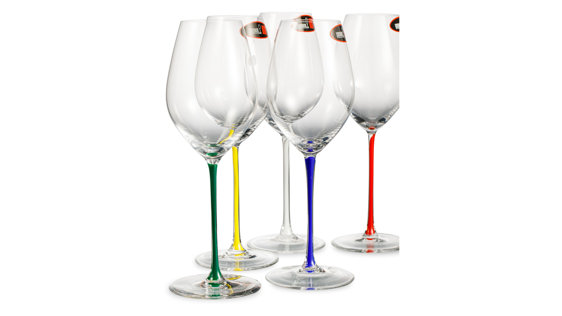 Набор фужеров Fatto a Mano Champagne Glass 445 мл с разноцветными ножками, 6 шт-Sale