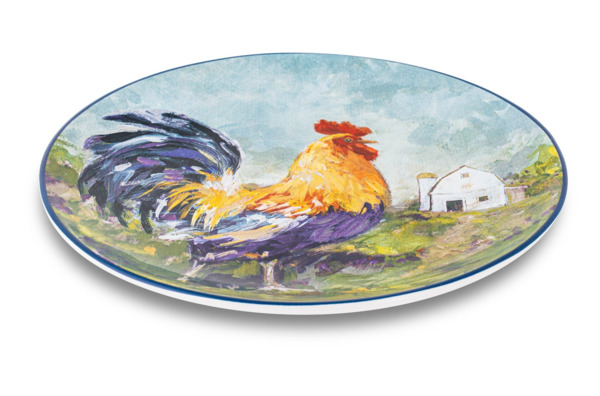 Тарелка обеденная Certified Int Каталонский петушок желто-синий 28 см, керамика