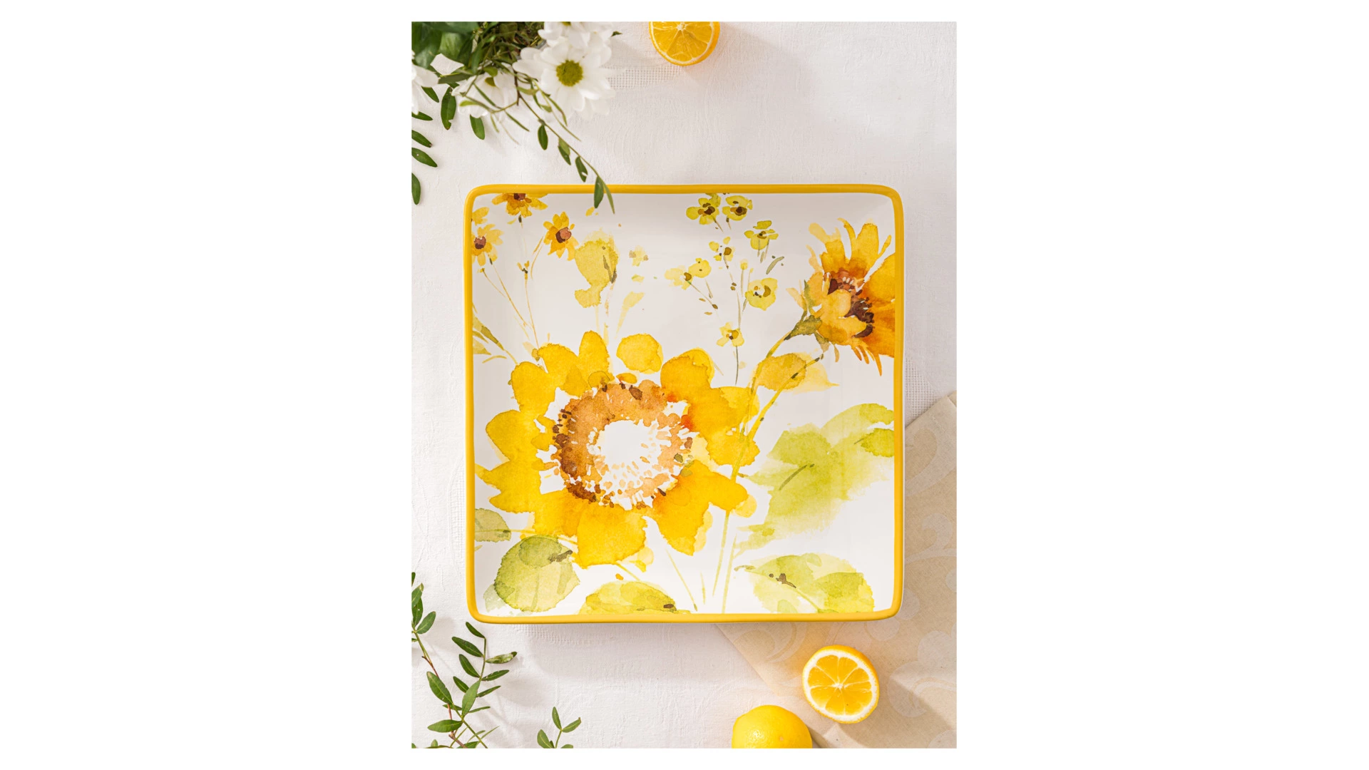 Блюдо квадратное Certified Int Подсолнухи 32 см, керамика