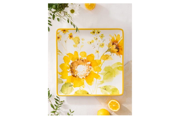 Блюдо квадратное Certified Int Подсолнухи 32 см, керамика