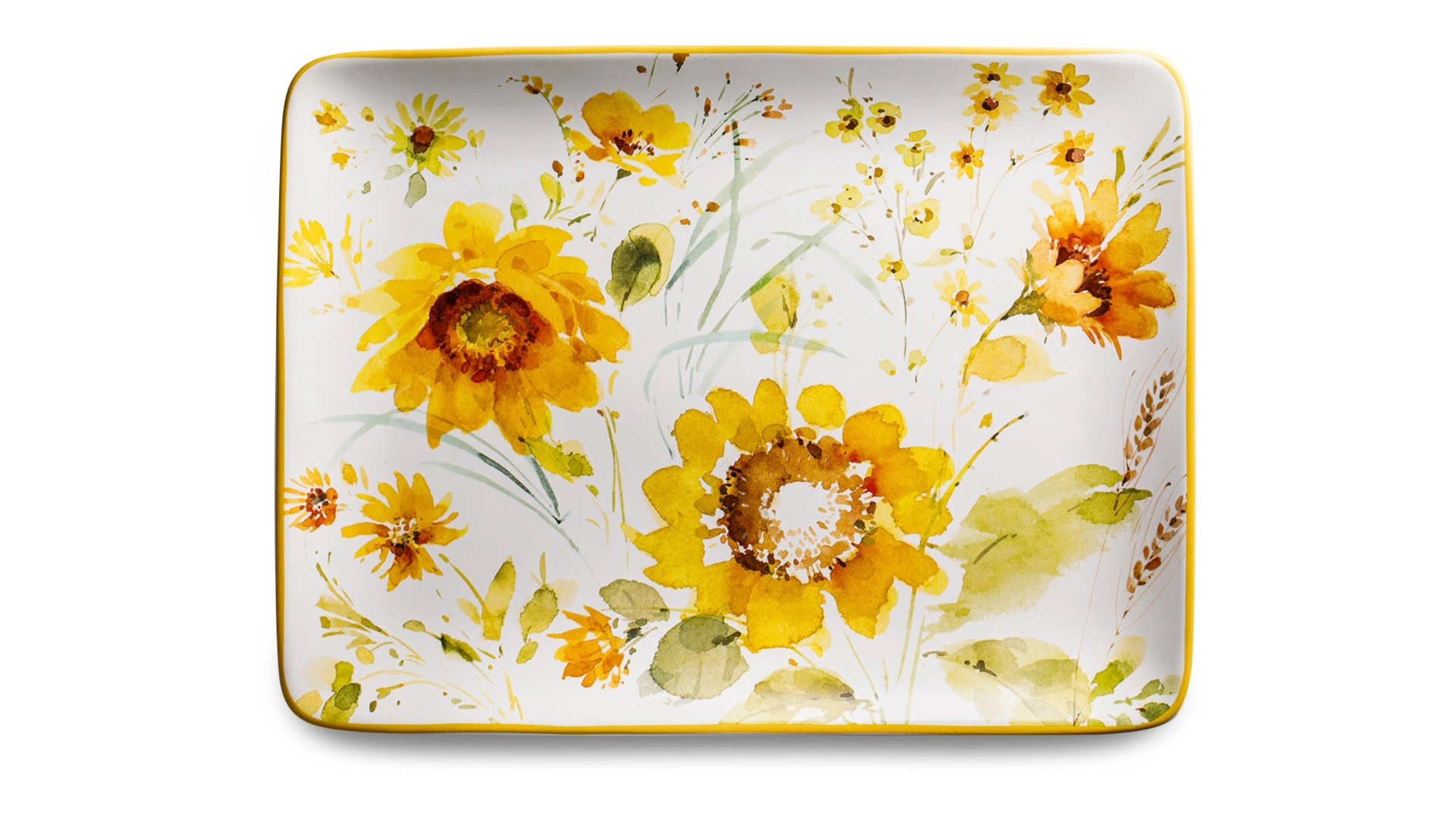 Блюдо прямоугольное  Certified Int Подсолнухи 40,5х30,5 см, керамика