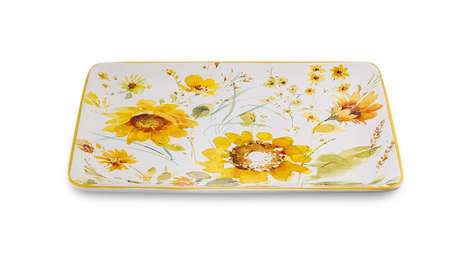 Блюдо прямоугольное  Certified Int Подсолнухи 40,5х30,5 см, керамика