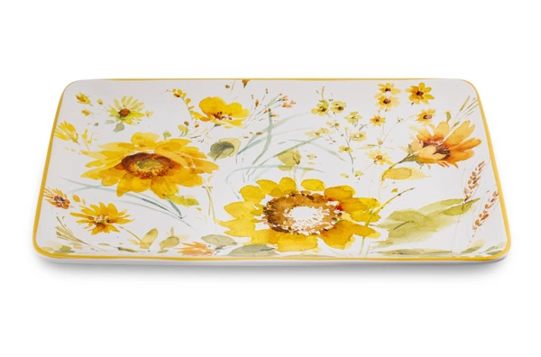 Блюдо прямоугольное  Certified Int Подсолнухи 40,5х30,5 см, керамика