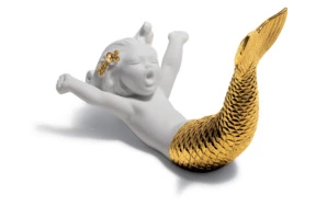 Фигурка Lladro Морское пробуждение Ре-Деко 14х10 см, фарфор, золотой люстр