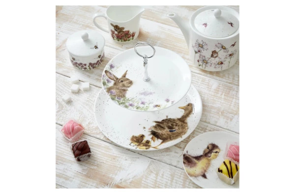 Блюдо двухъярусное Royal Worcester Забавная фауна Уточки 26,7 см, 20 см, п/к