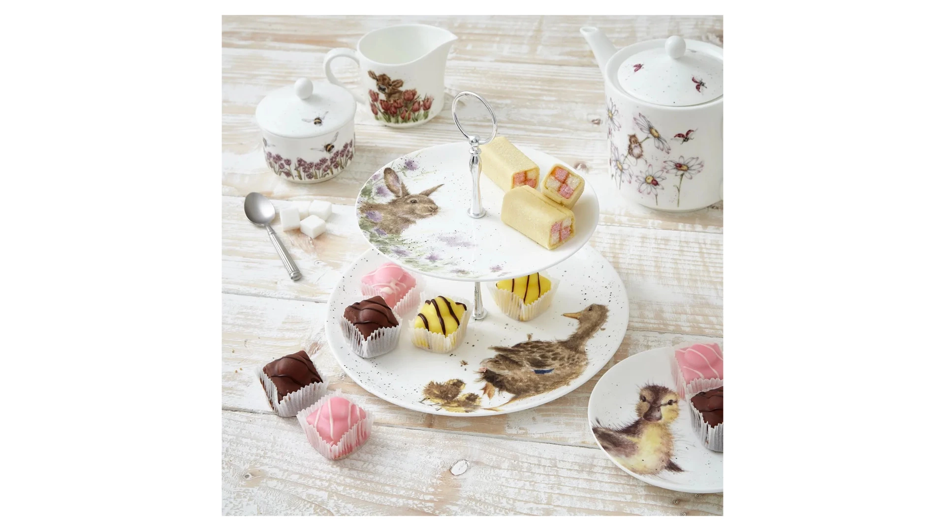 Блюдо двухъярусное Royal Worcester Забавная фауна Уточки 26,7 см, 20 см, п/к