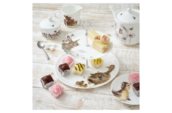 Блюдо двухъярусное Royal Worcester Забавная фауна Уточки 26,7 см, 20 см, п/к