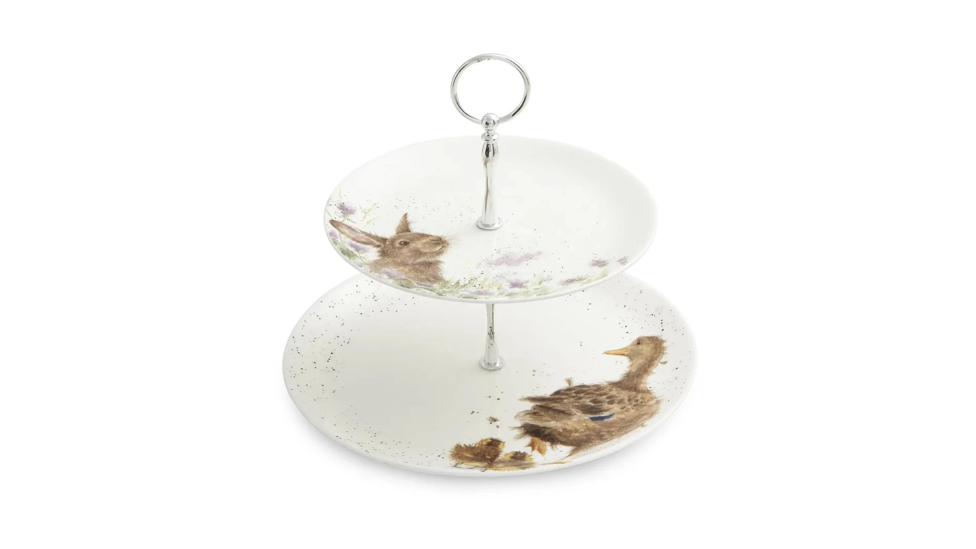 Блюдо двухъярусное Royal Worcester Забавная фауна Уточки 26,7 см, 20 см, п/к
