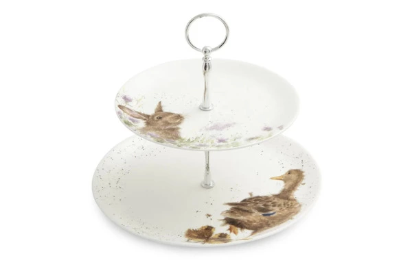 Блюдо двухъярусное Royal Worcester Забавная фауна Уточки 26,7 см, 20 см, п/к