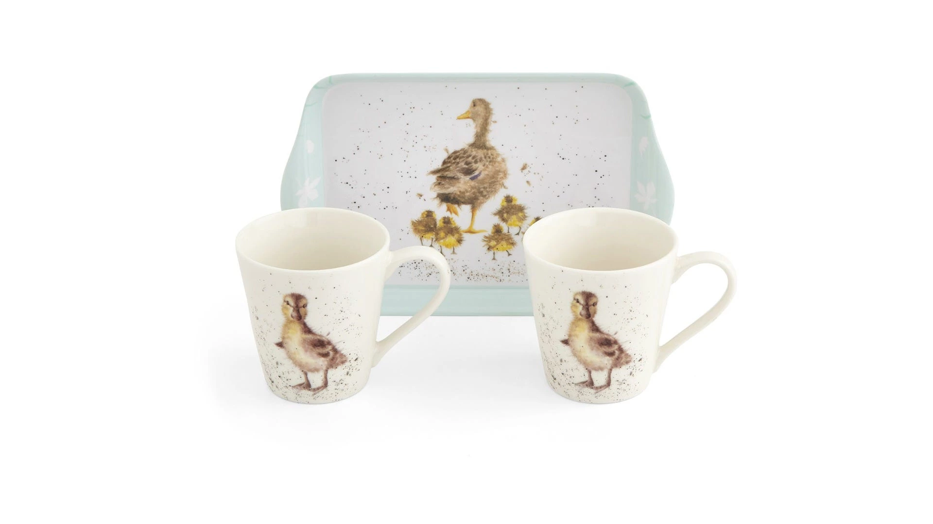 Набор  из 2 кружек с подносом Royal Worcester Забавная фауна Утиная семья 180 мл, 21х14 см