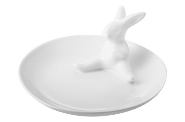 Подставка для украшений с кроликом Claystreet Кролики-чистюли 13,3 см, фарфор, белый